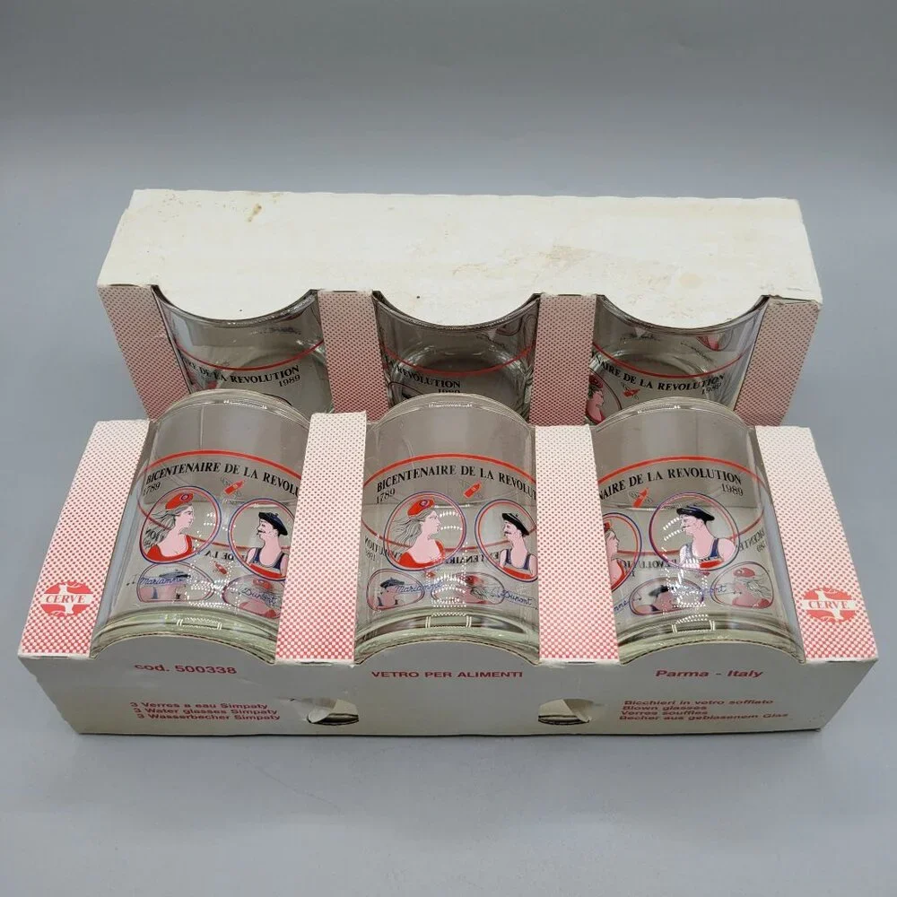 Cerve Bicentenaire De La Revolution 1789-1989 Blown Glasses Marianne Dumont - Picture 2 of 12